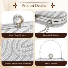 Womens Pearl Clutch Purse Beaded Evening Handbag With Chain Bridal Wedding Party Bag Luxury Elegant Small Bag Formal Occasion Accessories Fashionable Chic Design - 白色 - 查看 5
