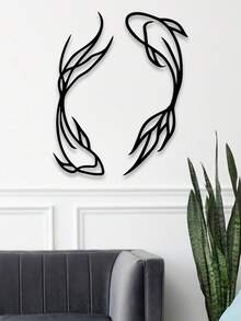 1 tác phẩm nghệ thuật treo tường cá Koi bằng kim loại tối giản hiện đại - Cảm hứng âm dương, Điêu khắc phong thủy đường nét trừu tượng, Thích hợp cho phòng khách, phòng trẻ em, trang trí phòng ngủ, đồ trang trí treo tường, biển treo tường, bộ nghệ thuật treo tường, phong cách hiện đại, chủ đề động vật - Nhiều màu - Xem 3