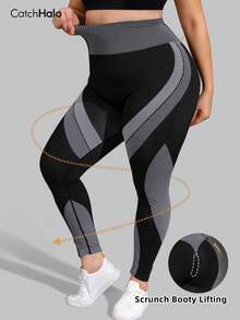 High Waist Slimming Shaping Sports Pants, Seamless, Stretch Fabric, Suitable For Fitness, Cycling, Running Fall - Black and White - View 3