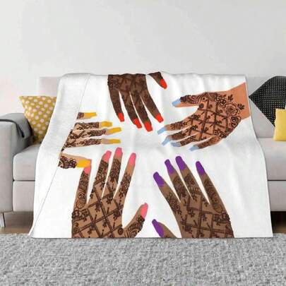 Desi Kuri Unity Super Warm Soft Blankets Throw On Sofa_Bed_Travel Kuri Kaur Power  Power    Squad South Asian