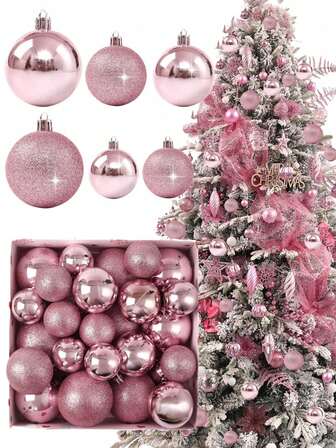 44 piezas - Adornos de bolas de Navidad, decoración del árbol de Navidad, decoraciones colgantes de bolas de plástico irrompibles para árbol de Navidad, fiesta, decoración navideña de ventanas, cumpleaños, San Valentín, Pascua, hogar, oficina, decoración de pared. Decoración perfecta del árbol de Navidad para crear un ambiente festivo - Regalo de Navidad 7/6/5/4/3 cm (2.8/2.4/1.9/1.6/1.2 pulgadas)