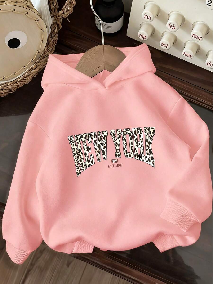 Teen Girls Pullovers, Long Sleeve Hooded Sweatshirts For Teen Girl, Older Teen Girl And Teens. Simple And Stylish With No Pockets, Perfect For Casual Everyday Wear, With Rich Print Details, Perfect For Fall And Winter. - Pink - View 1