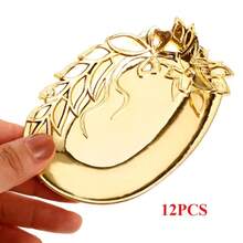 12pcs Golden Dessert Serving Tray Lightweight Break Resistant Multi Purpose Fruit Snack Platter Candy Storage Plate Dried Food - Multicolor - View 14