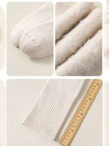 1 Pair Women Teen Girl Micro Compression Warm Fleece Thigh High Socks Blend Thermal Lined Thickened Warm Fashionable Style Over The Knee Knitted Texture Micro Compression Design Warm Leg Shaping Comfortable Thigh High Socks Winter Daily Wear Commute Dating Christmas - Style 1 - View 5