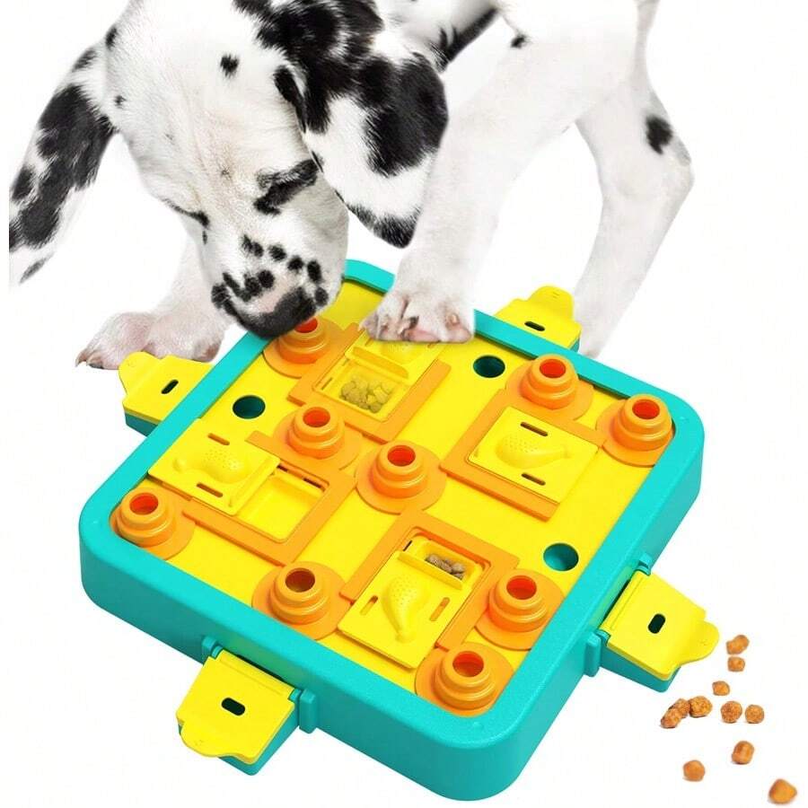 Interactive Dog Puzzle Toy Level 3 In 1 Designed For Boredom Relief And Mental Stimulation Engaging Cognitive Challenges For Smart Large And Medium-Sized Dogs Fun IQ Training Games With Treat Dispensing Feature To Keep Dogs Mentally Active And Entertained - 藍黃 - 查看 1