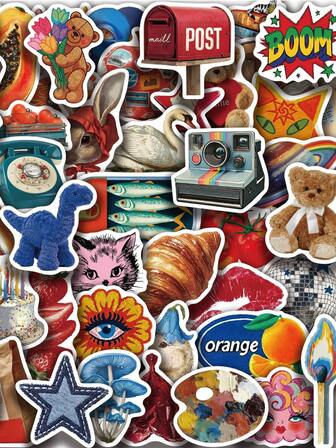 50pcs Vintage Y2K Aesthetic Stickers Retro Stickers Craft Supplies Vinyl Sticker