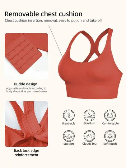 Seamless Shockproof Sports BH Lightweight Breathable Yoga Gentle Workouts, Back Beauty, Wireless Support, Padded, Comfy Base Vest Top view 5