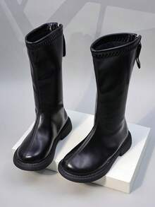 女童及膝靴，新款秋冬英伦风时尚儿童长靴，中大童公主马靴，可爱校园幼儿高筒靴 - 黑色 - 查看 5