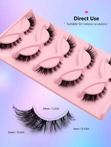 Asiteo 5 Pairs Eye Tail Elongation Cat Eye Eyelashes - Natural Look False Lashes With Soft Clear Band - Reusable And Easy To Apply Lashes For Dramatic Eye Effect - 眼尾拉長款 - 查看 5