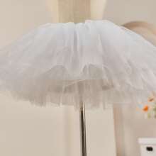 1件女士短款多层涤纶柔软薄纱裙，适合派对、舞会、圣诞节等场合。 - 白色 - 查看 2