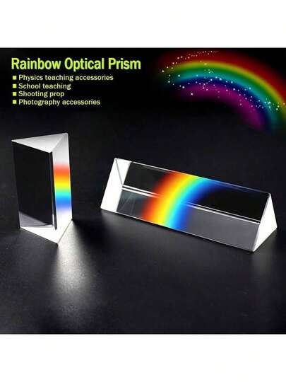 1pc Prism Glass Reflective Spectrum, Physics Science Prism Glass Reflective Chromatography, Educational Prism For Physics Teaching, Can Be Used As Gift, Hobby, School Teaching, Shooting Prop And Photography, Unlock The Magic Of Light With Triangular Prism Rainbow Crystal Experiment, Optical Refraction Prism Diffraction Prism K9 Triangular Bar Photography Prop, Optical Physics Teaching Experimental Equipment Prism