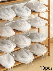 2/10/20/30 piezas Bolsas portátiles para zapatos, Bolsas a prueba de polvo para zapatos, Bolsas de viaje para zapatos, Cubiertas para zapatos para el hogar, Bolsas de almacenamiento para zapatos, Cubiertas protectoras para zapatos, Cubiertas para zapatos blancas, Bolsas universales a prueba de polvo para ropa y almacenamiento de viaje, Bolsas con cordón para zapatos, Cubiertas portátiles a prueba de polvo para zapatos, Unisex, Bolsas de almacenamiento de viaje, Artículos esenciales de viaje, Artículos esenciales para cruceros, Artículos esenciales para vacaciones - Blanco - Ver 16