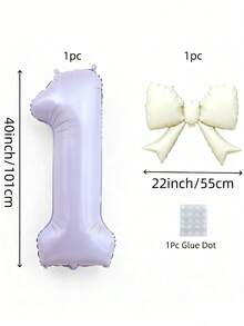 2个40英寸特大号奶油紫色数字铝箔气球，配奶油白色蝴蝶结，适合生日派对装饰、周年庆典等场合。 - 淺紫色 - 查看 3