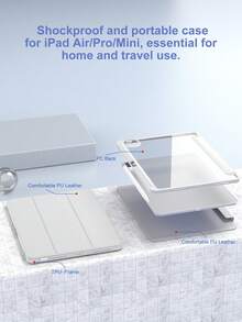 TPU And PU Leather Tablet Case Compatible With Ipad 10th/11th Gen (A16), 9th/8th/7th/6th/5th Gen, Air 1/2/4/5/M2/M3, Mini 6/7 8.3", Pro 11"/12.9", Air 13", Gray - Grey - View 3