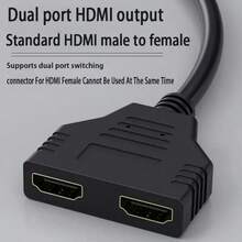Cable Splitter 1 In 2 Out  Adapter Cable  Male To Dual Female 1 To 2 Way, Support Two The Same Size TVs At The Same Time, Signal One In Two Out 1080P Mirror Only Can't Extend Display - Black - View 5