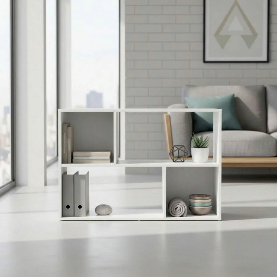 KIWI Modular Wooden Cube Shelving Unit In Various Sizes And Configurations (2 To 9 Compartments), Versatile Bookshelf For Books, Storage And Decoration, Various Colors Available - BLANCO - 4 件套 | 85*30*59厘米 - 查看 1