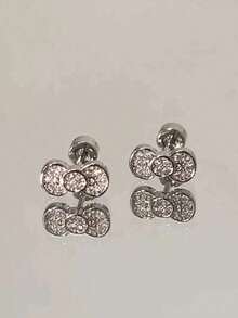 2pcs Sparkling Stud Earrings, 316 Stainless Steel Cartilage Earrings Women, Fashionable Unique Earrings With Delicate Design To Enhance Feminine Charm. Suitable Daily Wear, Parties, Holidays And Special Occasions, A Thoughtful And Distinctive Her. - Bạc - Xem 6
