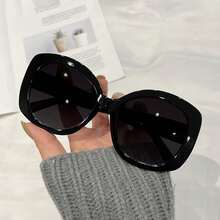 1 Oversized Retro Women's Fashion Glasses - Thick Frame Large Frame Retro Glasses Leopard Print Brown - Slimming And Face-Modifying Female Cat-Eye  Glasses - 棕色 - 查看 2