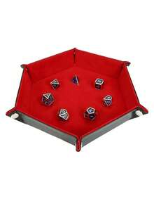1 pieza Bandeja de almacenamiento plegable de terciopelo, Bandeja hexagonal para dados, Caja de almacenamiento para dados, Cesta de almacenamiento de escritorio ordinaria, Adecuada para juegos de dados - Multicolor - Ver 11