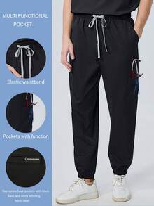 cimmuovere 男士医用工作裤，舒适百搭，纯色简约多口袋设计，适用于工作、牙科、医疗保健、宠物医院、实验室等场所，亦可作为男士制服或医用制服穿着。