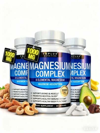 Bestseller!Toplux- Magnesium Complex 8 Essential Magnesium Supplement Fitness Edible-HHYD.Supplement Vitamin,Free Shipping.