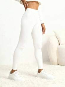 Women's High Waist Elastic Slimming Yoga Pants, Casual Daily Fitness Leggings For Summer