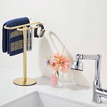 Matte Black Hand Towel Holder Stand, Free-Standing Towel Rack, SUS304 Stainless Steel Towel Bar Rack Stand, Tower Bar For Bathroom Kitchen Vanity Countertop… - Brushed Gold - View 4