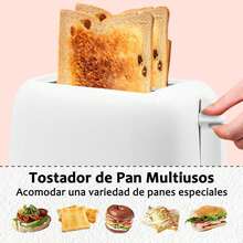 Tostadora de pan, tostadora eléctrica de dos ranuras, seis ajustes de tostado, funcionamiento automático, diseño portátil, apta para uso doméstico y en la oficina. - Blanco - Ver 6