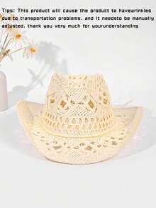 1顶波西米亚纯色串珠镂空巴拿马草帽，休闲防紫外线装饰遮阳帽，时尚百搭，适合户外活动，四季皆宜 - 巴拿馬草編帽 - 查看 26