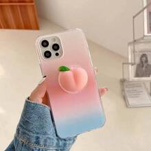 1pc Squishy Soft Plush Little Yellow Chick, Peach Shaped Phone Holder, Foldable Slouchy Phone Stand