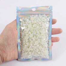 2368颗3-8毫米混合树脂珍珠和水钻平底仿珍珠，DIY珠宝工艺材料，适用于手机壳、化妆镜、杯子、鞋子装饰、服装配饰等。 - 米色 - 查看 7