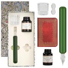 Glass Dipped Crystal Calligraphy Pen Set With 1 Colorful India Ink, 1 Pen Holder, 1 Cleaning Cup, 1 Mini Notebook,Ink Drip Tool, Signatures, Drawing, Decoration Kits For Beginners