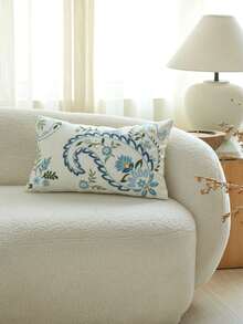 1pc Cashew Flower Embroidered Linen Throw Pillow Cover, Suitable For Living Room, Bedroom, Party, Wedding, Car And Other Environments, All Season - Multicolor - View 12