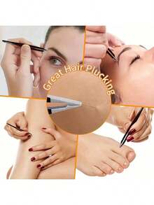 6件套眉睫修容套装，包含4把镊子、1把修眉剪、1把睫毛刷，专业眉睫塑形美容工具，小巧便携，适合家庭和商业用途（黑色），化妆品，价格实惠，可用于房间装饰、梳妆台、旅行、卧室、化妆配件、镊子，1套 - 彩色 - 查看 5