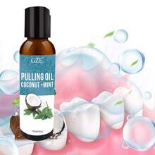 GZE椰子薄荷漱口油，118毫升/4盎司 | 油拔法，呵护口腔健康、牙齿和牙龈，清新口气 | 100%纯天然阿育吠陀口腔排毒 - 淺藍色 - 查看 2