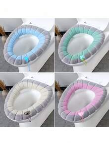 Warm Toilet Seat Cover, Soft & Comfortable, Suitable For Home And Dorm Use. Thick & Cozy Cushion, Removable & Easy To Clean, Portable Design, Essential Home Item. Funny Pattern, Machine Washable, Slow-Close Toilet Lid, Insulated Pad Cover, Toilet Seat Cushion, Bathroom Accessories - Multicolor - View 8