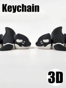 1 móc khóa cá voi sát thủ mini in 3D, quà tặng sinh nhật cho sự kiện ngày lễ - màu đen - Xem 2