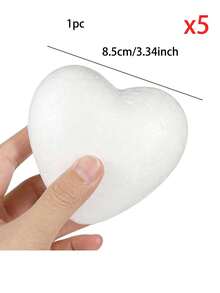 1/5/10PCS 3.34Inch White Foam Heart & White Foam Flower Clay, For DIY Handcraft, Home Decoration, Wedding Decoration, Room Decoration, Valentine's Day Decoration, Indoor & Outdoor DIY Flower Arrangement, Gift Decoration - White - View 12