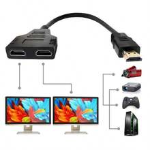 Cable Splitter 1 In 2 Out  Adapter Cable  Male To Dual Female 1 To 2 Way, Support Two The Same Size TVs At The Same Time, Signal One In Two Out 1080P Mirror Only Can't Extend Display - Black - View 10
