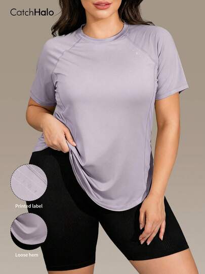 Plus Size Women Short Sleeve T-Shirt, Loose Fit Activewear Top, Suitable For Fitness, Yoga, And Casual Summer Wear Sports
