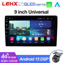 LEHX 8Core 9 pulgadas Universal 2din Carplay Inalámbrico Android 15 Radio de Coche Reproductor Multimedia de Video AutoRadio Navegación GPS 4G WiFi - 9-L6X (2-32 GB) AHD - Ver 2