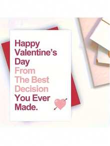 1pc/2pcs Funny Valentine's Day Card For Husband Or Boyfriend, The Best Decision You've Ever Made, Sarcastic Valentine's Day Card, Small Business Supplies, Thank You Card, Birthday Gift, Unusual Item - White - View 1