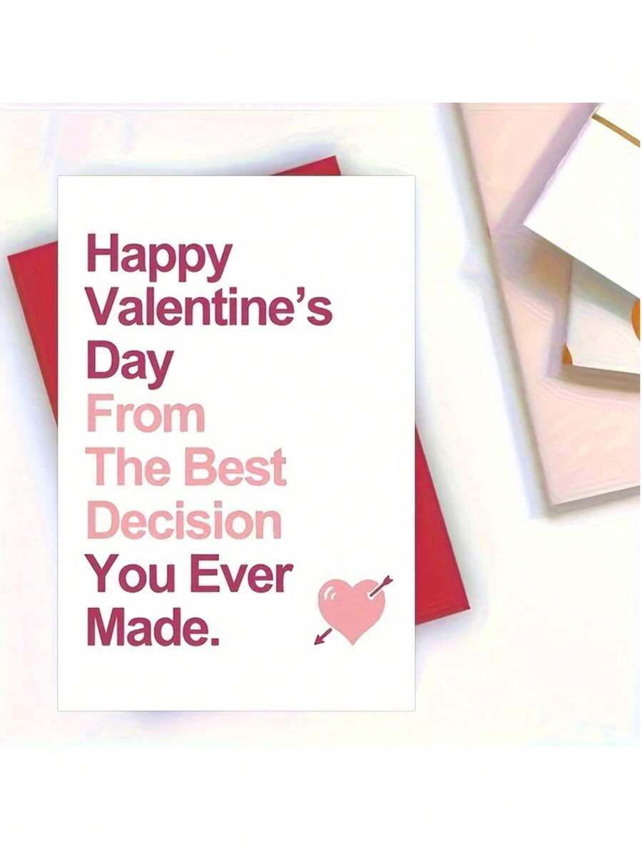 1pc/2pcs Funny Valentine's Day Card For Husband Or Boyfriend, The Best Decision You've Ever Made, Sarcastic Valentine's Day Card, Small Business Supplies, Thank You Card, Birthday Gift, Unusual Item - White - View 1