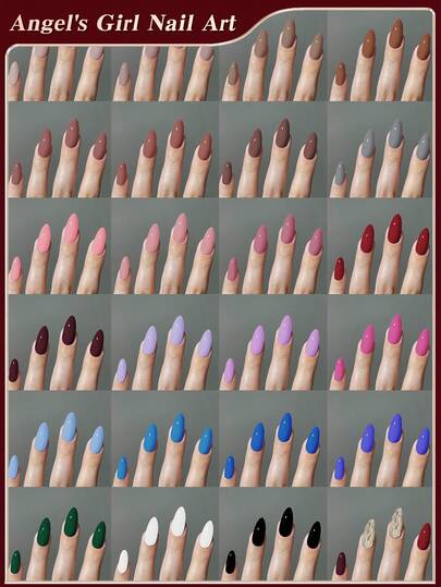 288pcs/Box (12 Boxes Assorted) Almond Color Glossy Solid Color Nail Tips, Perfect Fit, Acrylic False Nails Set, Includes 4 Gel Polishes And 2 Nail Files, Suitable For Women And Girls For Daily And Party Use Nail Supplies