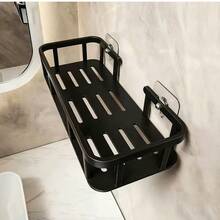 Drill-Free Wall-Mounted Racks For Bathroom Kitchen Toilet - Multi-Purpose Storage Shelves & Accessories - Black - View 16