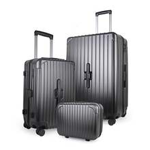 JLY Premium Lightweight 3-Piece PC+ABS Hard Shell Luggage Set, Cabin, Medium & Large Suitcases, Built-In Cup Holder, Wet/Dry Storage, TSA Combination Lock - Onyx Black - View 13