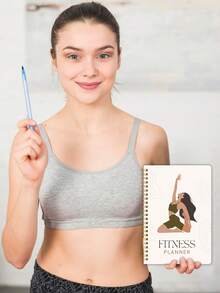 1本A5尺寸（5.7英寸 x 8.3英寸）女士健身计划笔记本，包含每周健身日程安排、日历、饮食和锻炼追踪器、减肥日记，适合学校/办公室使用，也是女士健身礼物。 - 彩色 - 查看 5