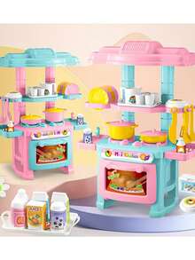 1 Set ABS Material Realistic Children's Interactive Cooking Stove Cookware, Girls' Play Kitchen Toy Set, Educational Toy, Party Toy, Party Gift, Birthday Gift - Multicolor - View 5