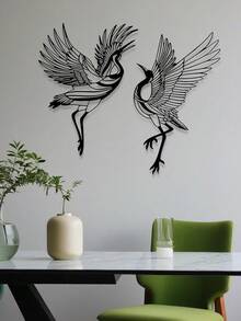 1pc Iron Crane Decoration Set, Crane Bird Decor, Unique Living Room Decoration, Bird Wall Hanging, Outdoor Wall Decor, Large Bird Wall Art - Multicolor - View 4