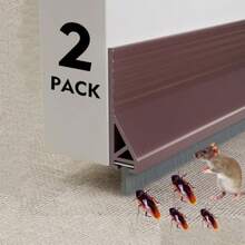 Paquete de 2 topes de tiro debajo de la puerta con cepillo para polvo para reducir el ruido barrido de puerta de cepillo para polvo barrido calcomanía de puerta con cerdas tira de insonorización de - marrón - Ver 1
